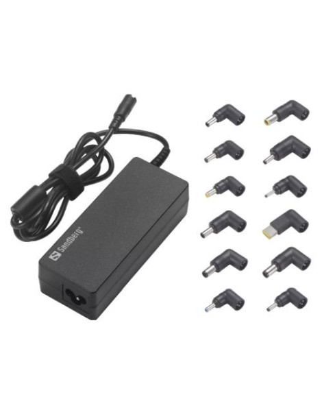 Sandberg Universal 90W Laptop PSU  15-20V/6A Max  12 Adapters  Auto Select  UK & EU Power Cables  5 Year Warranty