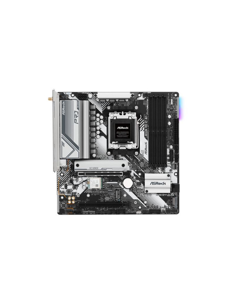 Asrock B650M PRO RS WIFI  AMD B650  AM5  Micro ATX  4 DDR5  HDMI  DP  2.5G LAN  Wi-Fi 6E  PCIe4  RGB  3x M.2