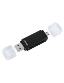 Hama Basic External USB 2.0 OTG Card Reader  USB-A + Micro B  SD/microSD  Black  USB Powered