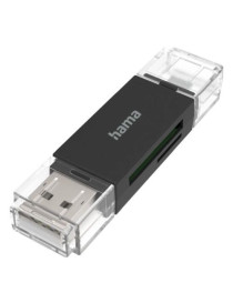 Hama External USB 2.0 OTG Card Reader  USB-A + Micro USB  SD/microSD  Black  USB Powered