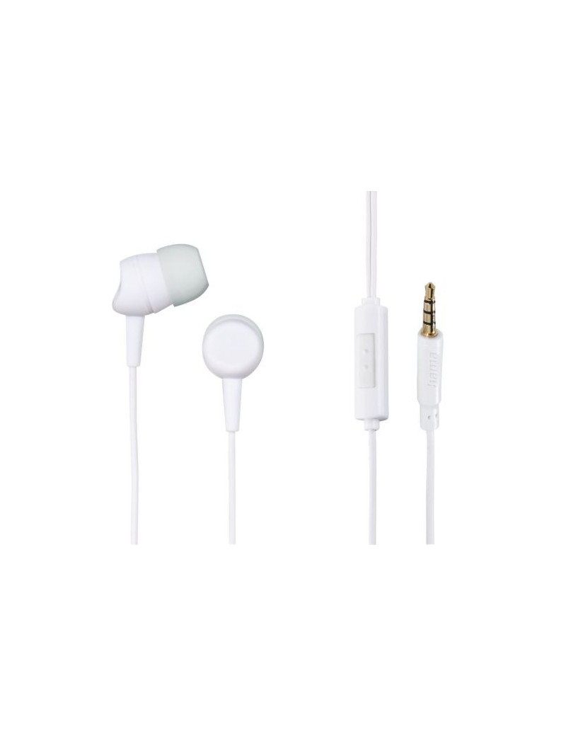 Hama (Kooky) In-Ear Earset  3.5mm Jack  Inline Microphone  Answer Button  Cable Kink Protection  White