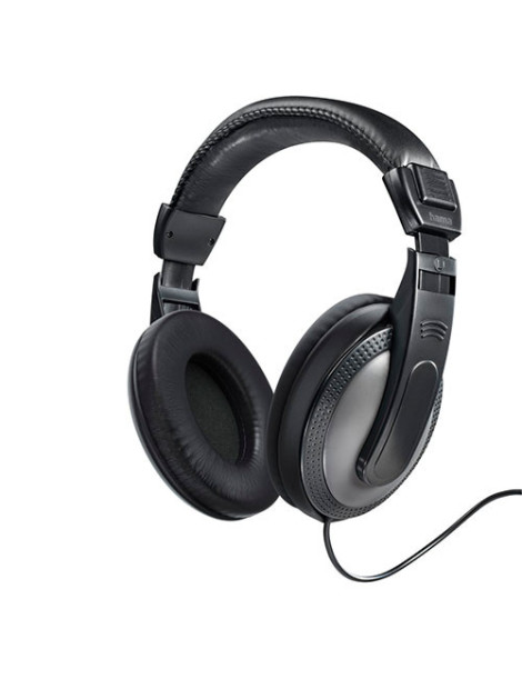 Hama (ShellTV) Headphones  3.5mm Jack (6.35mm Adapter)  40mm Drivers  6m Cable  Padded Headband  Black/Dark Grey