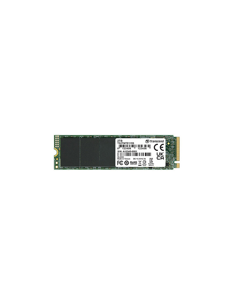 Transcend 2TB 115S M.2 NVMe SSD  M.2 2280  PCIe Gen3  3D NAND  R/W 3200/1900 MB/s  200K/250K IOPS