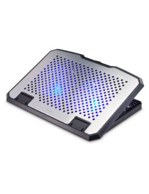 Hama Aluminium Quiet Laptop Cooler  Tiltable  2 Blue LED Fans  Up to 15.6“ laptops  Black