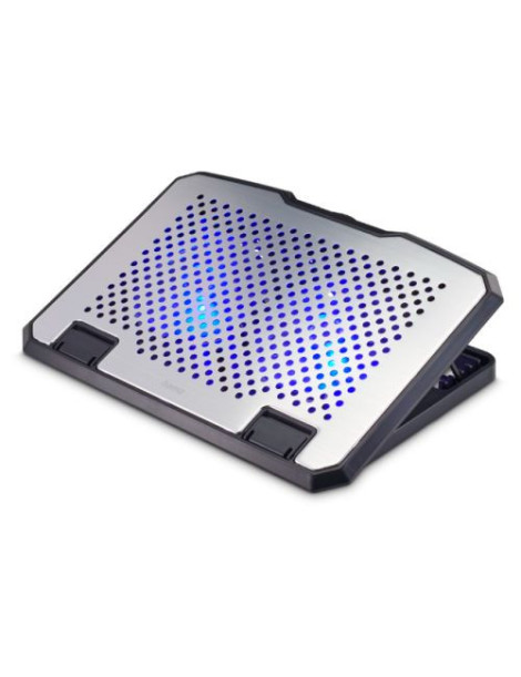 Hama Aluminium Quiet Laptop Cooler  Tiltable  2 Blue LED Fans  Up to 15.6“ laptops  Black