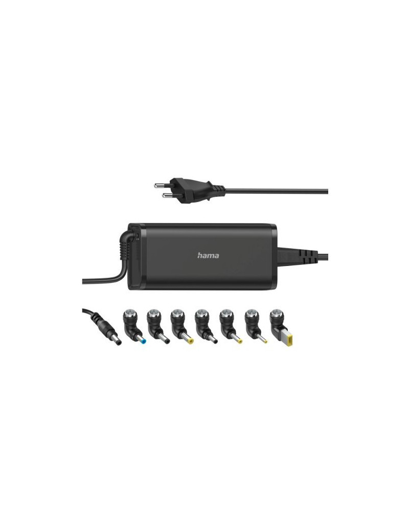 Hama Universal 90W EU Travel Notebook PSU  15-19V  8 Adapters  Hook & Cable Tie  *Euro Plug*