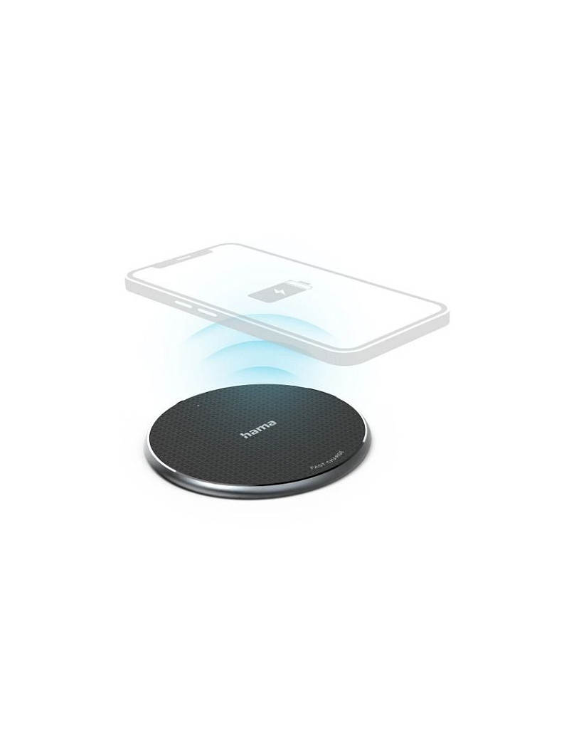 Hama QI-FC10 Wireless Charger  10W  USB-C  Wireless Smartphone Charging Pad  Black