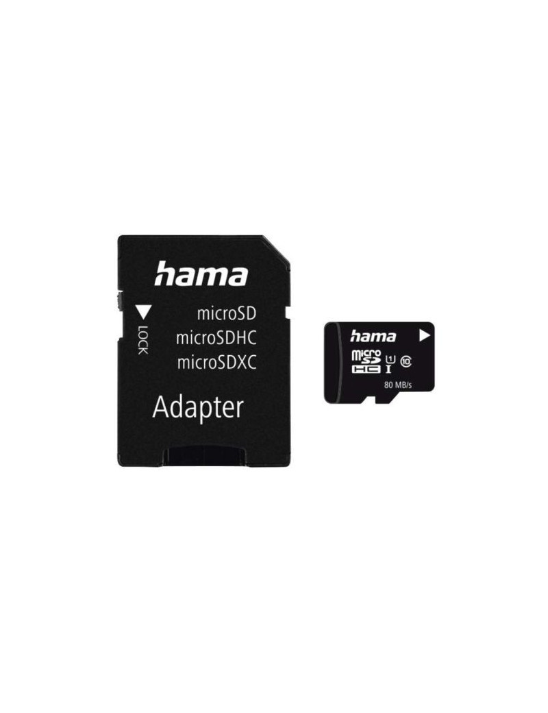 Hama 128GB MicroSDHC Card with SD Adapter  Class 10 UHS-I  Up to 80MB/s