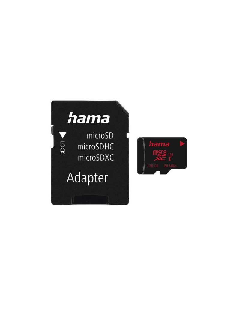 Hama 128GB MicroSDXC Card with SD Adapter  UHS-I Class 3  80MB/s