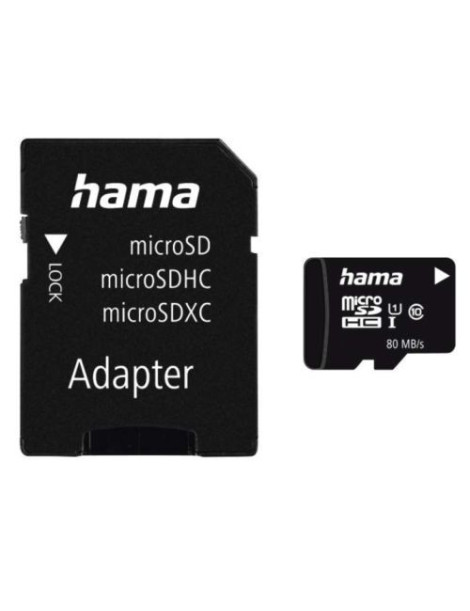 Hama 16GB MicroSDHC Card with SD Adapter  Class 10 UHS-I  Up to 80MB/s