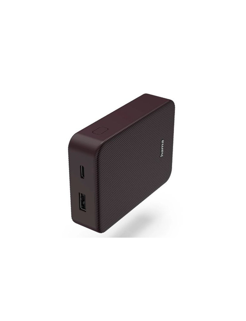 Hama Colour 10 Plum 10000mAh Fast Charge Powerbank  USB-A & USB-C  LED Capacity Indicator