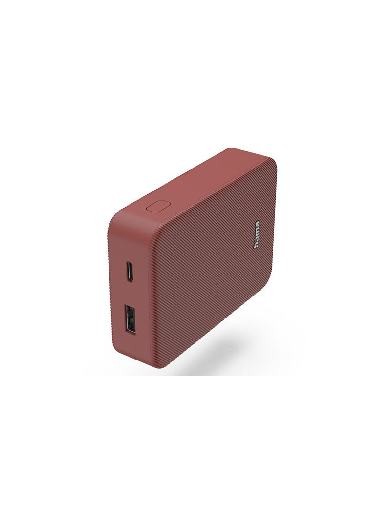 Hama Colour 10 Red 10000mAh Fast Charge Powerbank  USB-A & USB-C  LED Capacity Indicator