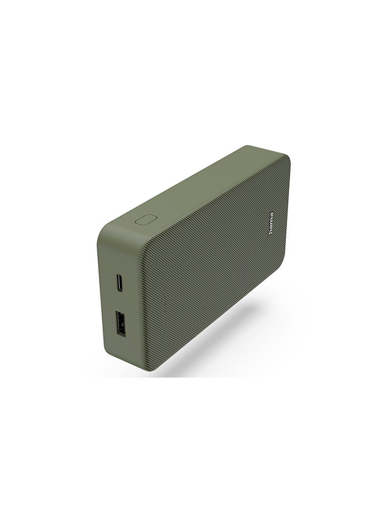 Hama Colour 20 Green 20000mAh Fast Charge Powerbank  USB-A & USB-C  LED Capacity Indicator