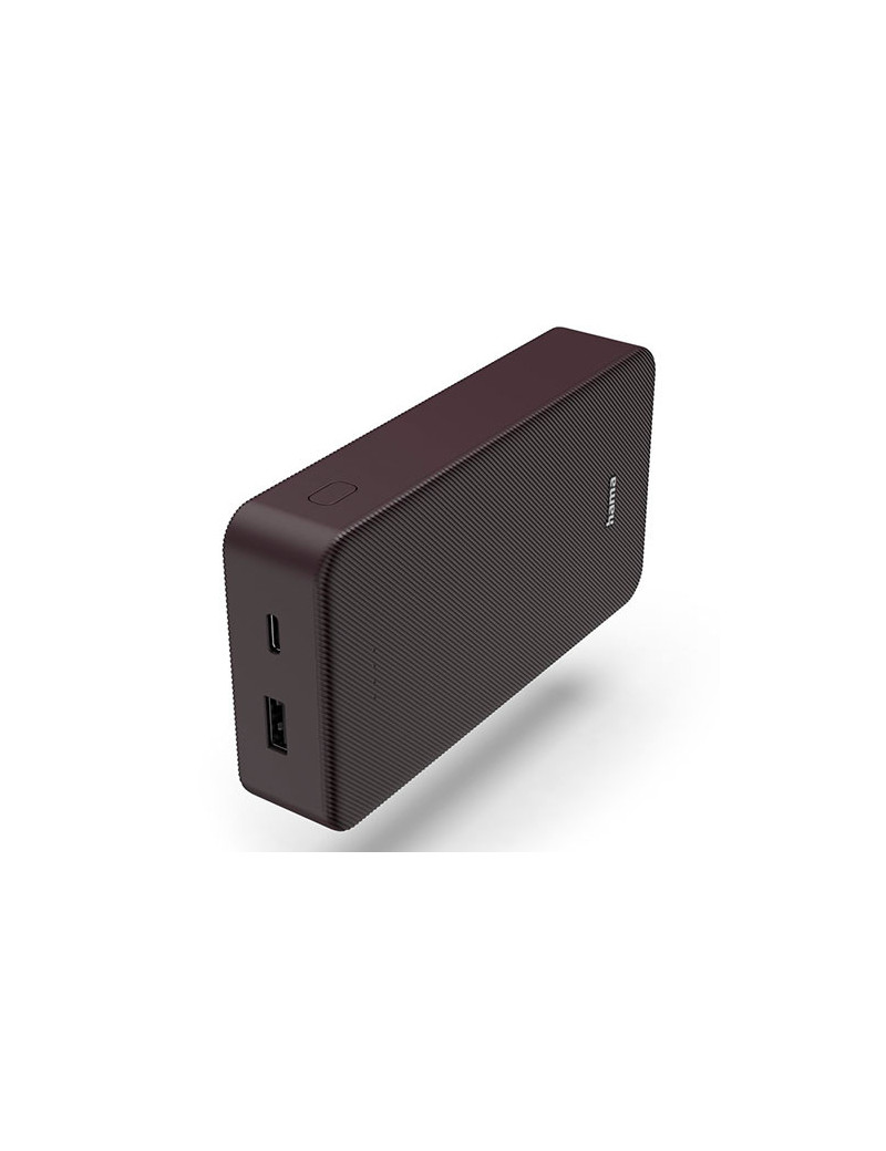 Hama Colour 20 Plum 20000mAh Fast Charge Powerbank  USB-A & USB-C  LED Capacity Indicator