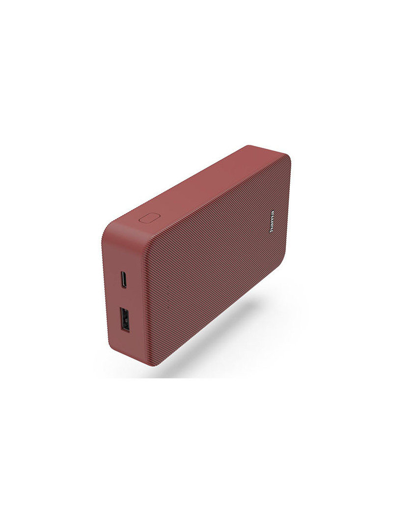 Hama Colour 20 Red 20000mAh Fast Charge Powerbank  USB-A & USB-C  LED Capacity Indicator