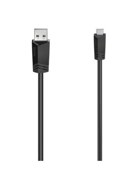 Hama Mini USB Cable  USB-A Male to USB Mini B Male  USB 2.0  0.75 Metre  Black