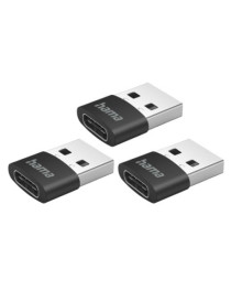 Hama USB 2.0 Adapter 3-Pack  USB-A Male to USB-C Female  480Mbps