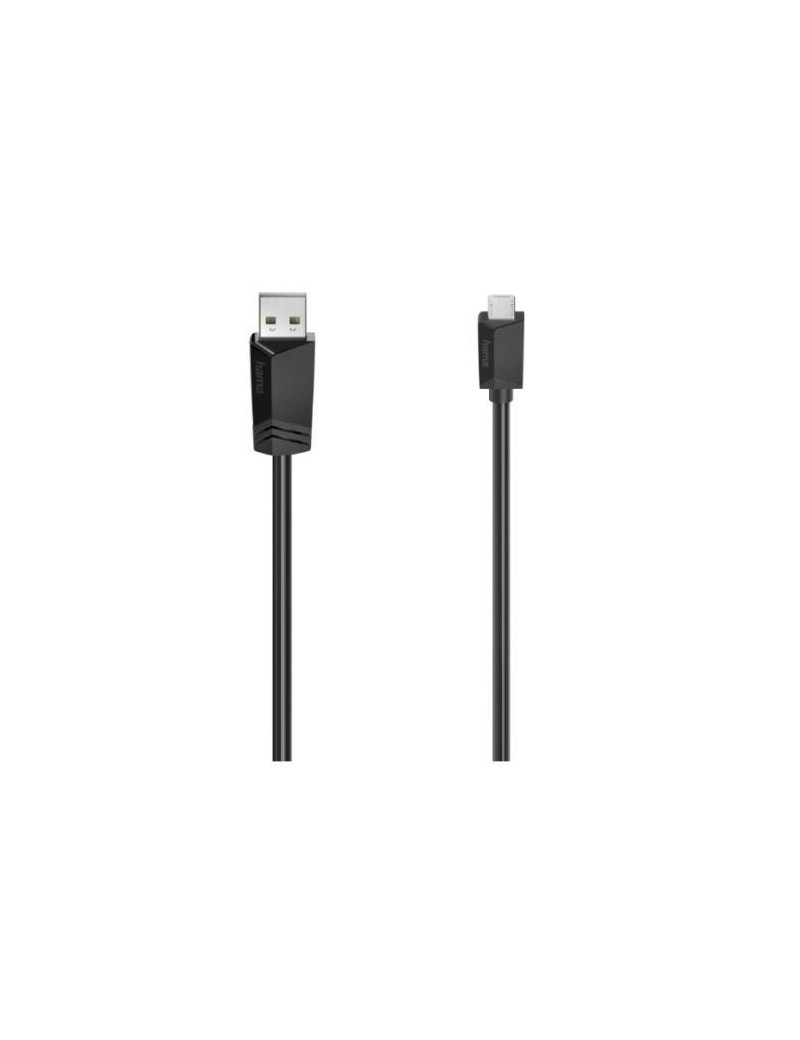 Hama USB-A to Micro USB Cable  USB 2.0  0.75 Metre  Black