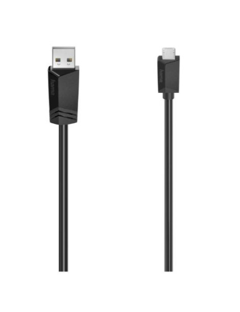 Hama USB-A to Micro USB Cable  USB 2.0  1.5 Metre  Black