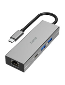 Hama 3-Port USB-C 3.2 Gen1 Hub w/ LAN  2x USB-A  1x USB-C  1x GB LAN  USB Powered