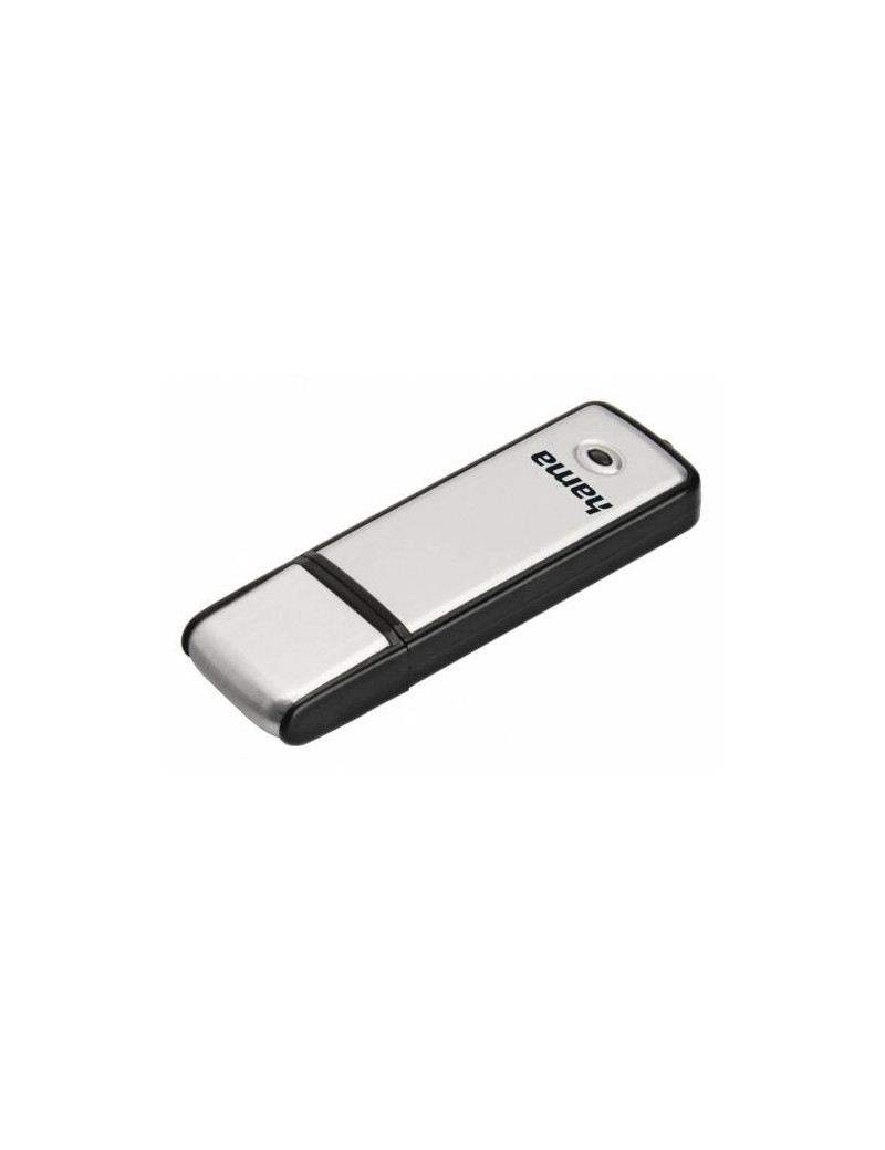 Hama Fancy 128GB USB 2.0 Memory Pen  Brushed Aluminium  Cap  Keyring  Black/Silver