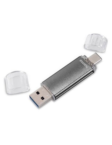 Hama Laeta Twin 128GB USB 2.0/Micro USB Memory Pen  OTG  Aluminium Casing  Grey