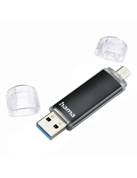 Hama Laeta Twin 16GB USB 3.0/Micro USB Memory Pen  OTG  Aluminium Casing  Black