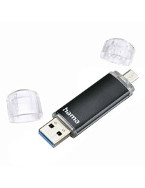 Hama Laeta Twin 64GB USB 3.0/Micro USB Memory Pen  OTG  Aluminium Casing  Black