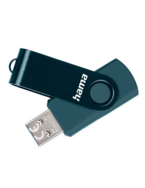 Hama Rotate 128GB USB 3.0 Memory Pen  Rotating Cap  Keyring  Petrol Blue