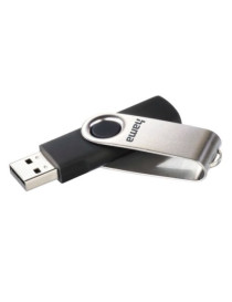 Hama Rotate 64GB USB 2.0 Memory Pen  Rotating Cap  Keyring  Black/Silver