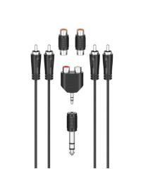 Hama RCA Connection Kit  2x RCA Plugs to 2x RCA Plugs  4x Adapters  2.5 Metre