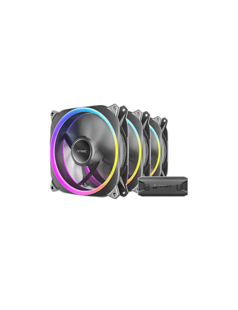 Antec Neo Prizm T3 120 ARGB PWM 12cm Case Fans (3-Pack)  30mm Thick  ARGB & PWM Fan Controller  Hydro Bearing  600-2000 RPM  Black