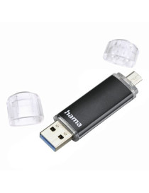 Hama Laeta Twin 32GB USB 3.0/Micro USB Memory Pen  OTG  Aluminium Casing  Black