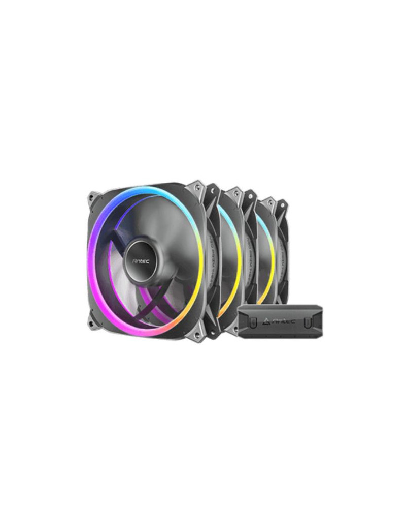 Antec Neo Prizm T3 140 ARGB PWM 14cm Case Fans (3-Pack)  30mm Thick  ARGB & PWM Fan Controller  Hydro Bearing  600-1500 RPM  Black