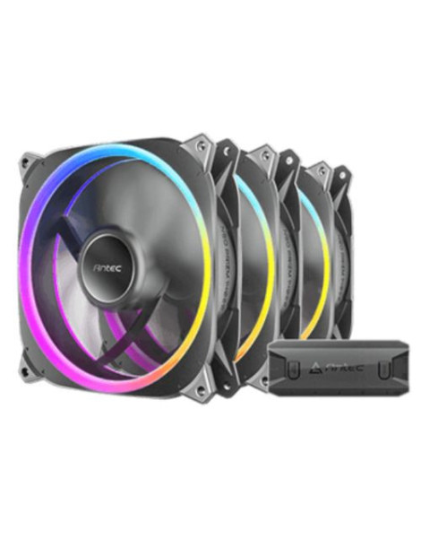 Antec Neo Prizm T3 140 ARGB PWM 14cm Case Fans (3-Pack)  30mm Thick  ARGB & PWM Fan Controller  Hydro Bearing  600-1500 RPM  Black