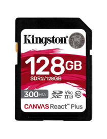 Kingston 128GB Canvas React Plus SDXC Card  UHS-II Class 10  U3  For 8K/3D/VR Videos/Photos  R/W 300/260MB/s