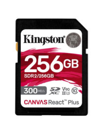 Kingston 256GB Canvas React Plus SDXC Card  UHS-II Class 10  U3  For 8K/3D/VR Videos/Photos  R/W 300/260MB/s