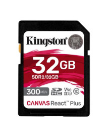 Kingston 32GB Canvas React Plus SDXC Card  UHS-II Class 10  U3  For 8K/3D/VR Videos/Photos  R/W 300/260MB/s