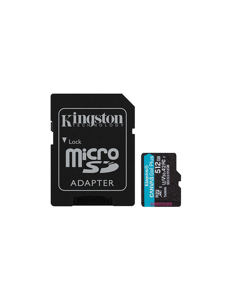 Kingston 512GB Canvas Go! Plus Micro SDXC Card with SD Adapter  UHS-I Class 10  U3  A2 App Performance  170MB/s