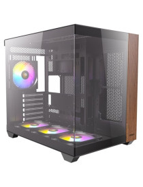 Antec CX800 Wood ARGB Mid-Tower PC Case - 270' Panoramic View  Tempered Glass  9 Fan Positions  USB Type-C