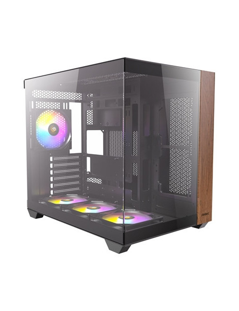 Antec CX800 Wood ARGB Mid-Tower PC Case - 270' Panoramic View  Tempered Glass  9 Fan Positions  USB Type-C