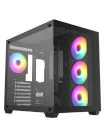 CRONUS Pallas Case  Gaming  Black  Mid Tower  1 x USB 3.0 / 2 x USB 2.0  Tempered Glass Front & Side Window Panels  Addressable RGB LED Fans  ATX  Micro ATX  Mini-ITX