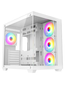 CRONUS Pallas Case  Gaming  White  Mid Tower  1 x USB 3.0 / 2 x USB 2.0  Tempered Glass Front & Side Window Panels  Addressable RGB LED Fans  ATX  Micro ATX  Mini-ITX