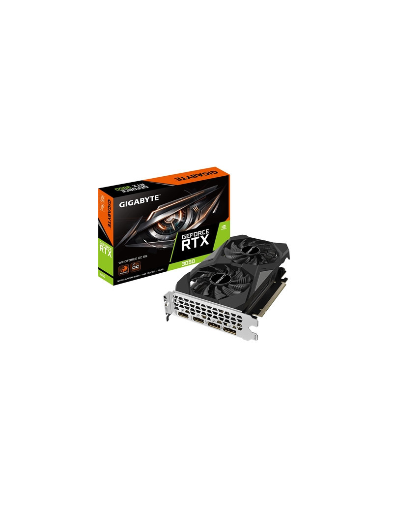 Gigabyte NVIDIA GeForce RTX 3050 WINDFORCE OC 6G Graphics Card  6GB GDDR6  2304 CUDA Cores  1477 MHz Core Clock  Dual Fan  2x DisplayPorts / 2x HDMI Ports