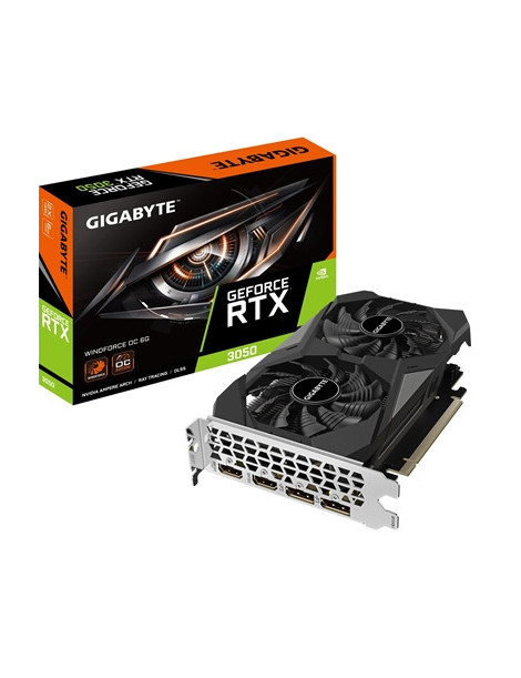 Gigabyte NVIDIA GeForce RTX 3050 WINDFORCE OC 6G Graphics Card  6GB GDDR6  2304 CUDA Cores  1477 MHz Core Clock  Dual Fan  2x DisplayPorts / 2x HDMI Ports