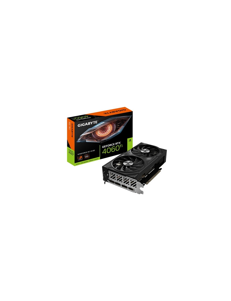 Gigabyte NVIDIA GeForce RTX 4060 Ti WINDFORCE OC V2 8G Graphics Card  8GB GDDR6  4352 CUDA Cores  2550 MHz Core Clock  Dual Fan  3x DisplayPorts / 1x HDMI Port