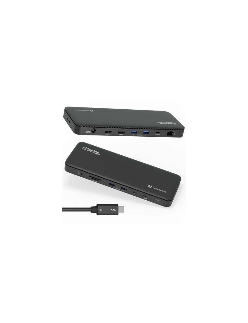 Plugable TBT4-UD5 ThunderBolt 4 Dual Monitor (2x 4K or 1x 8K) 96W USB-C PD Docking Station