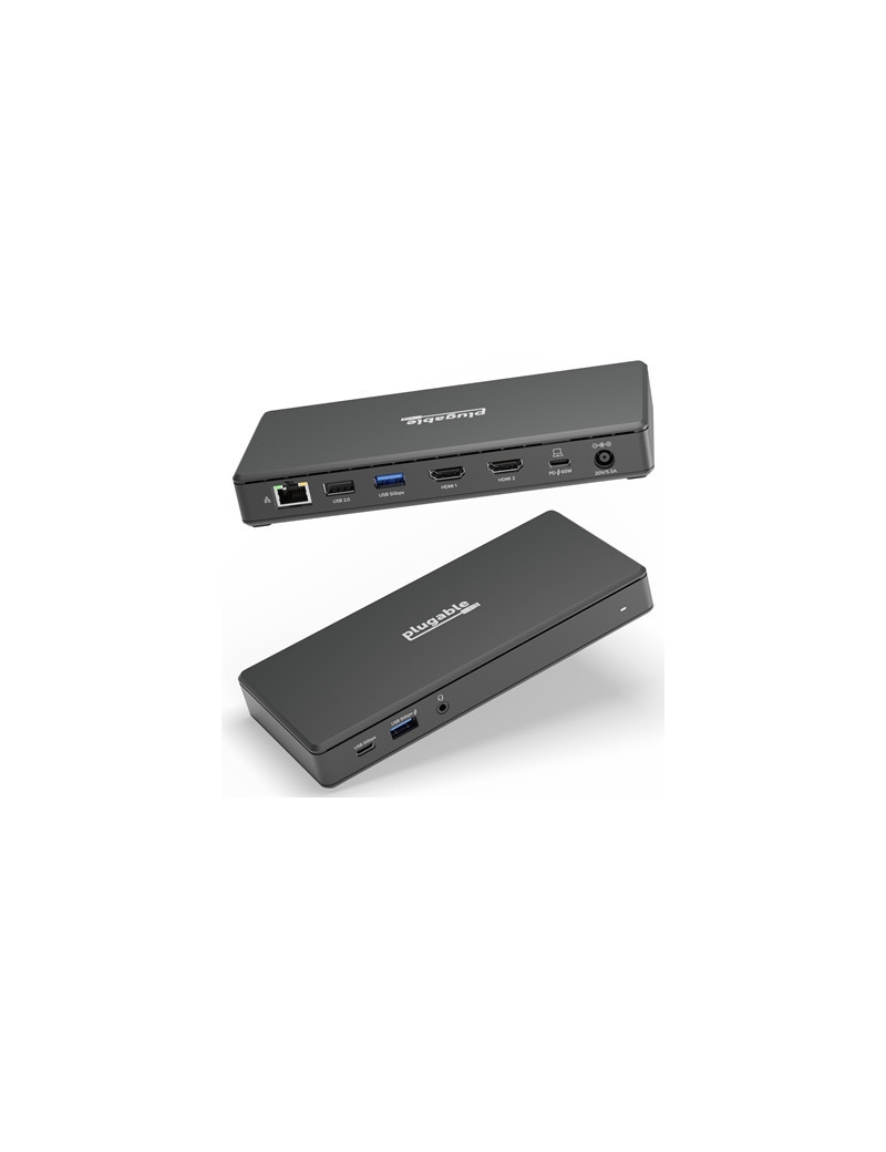 Plugable UD-MSTH2 USB-C Dual HDMI 4K 65W USB-C PD Driverless Docking Station