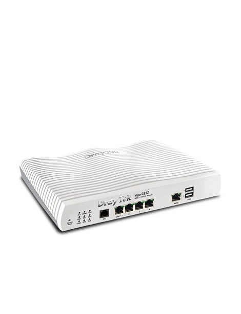 DrayTek V2832-K Vigor 2832 Wired Triple-WAN Firewall ADSL Modem Router with USB 3G/4G Modem Support