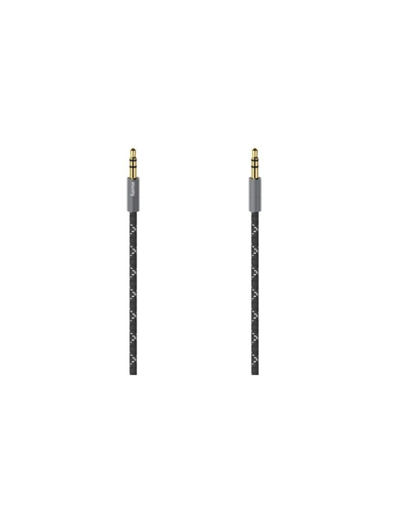 Hama 3.5mm Jack Stereo Cable  Male to Male  Gold-Plated  Fabric Jacket  1.5 Metre